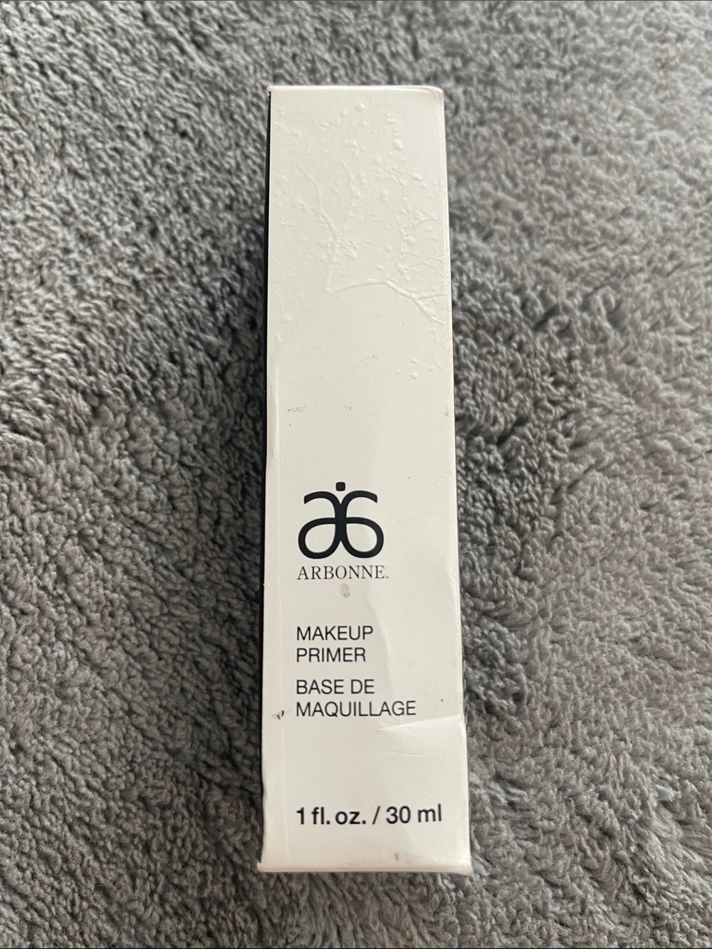 Arbonne White Makeup Primer Box with Black Logo